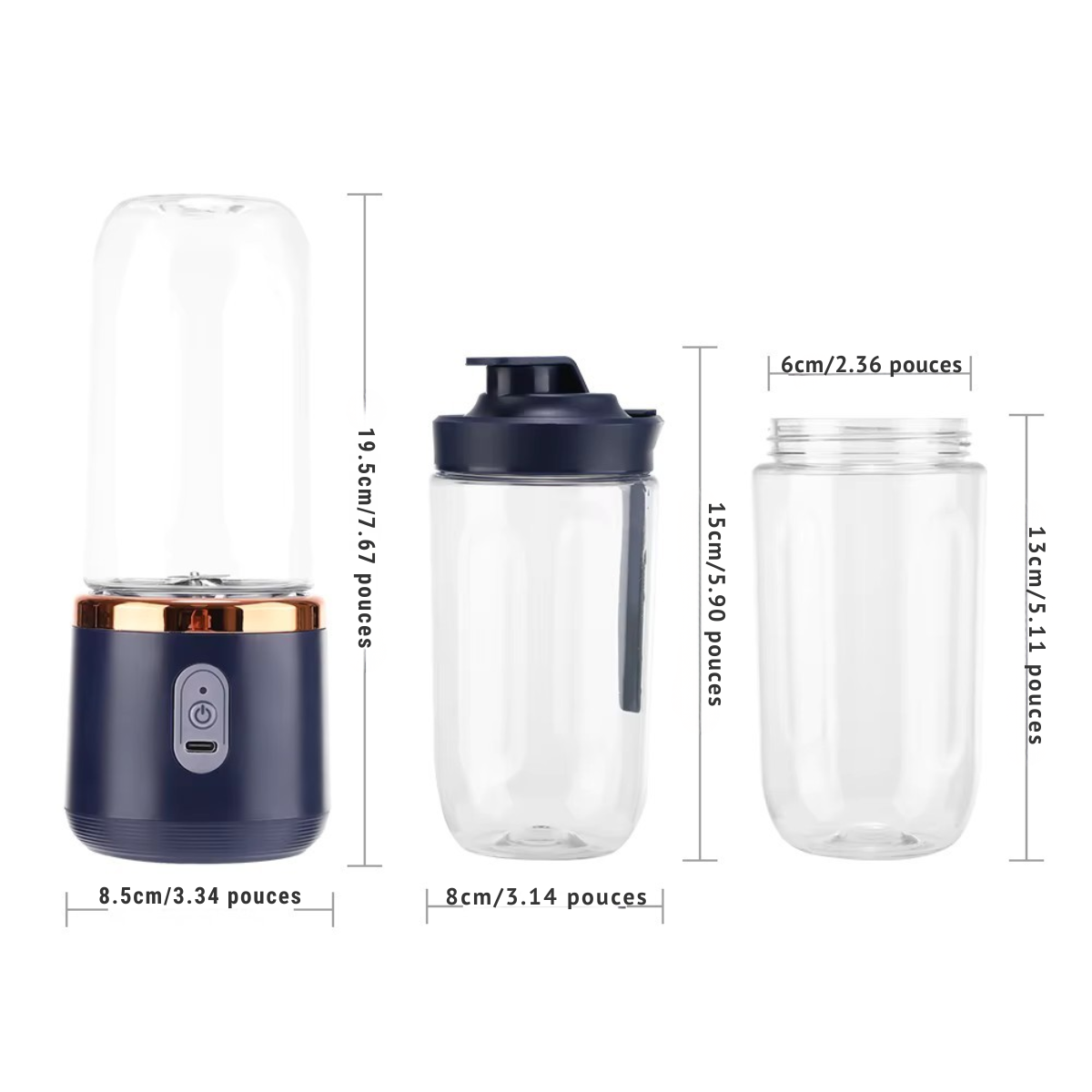 Mixeur portable à smoothie avec 2 gobelets
