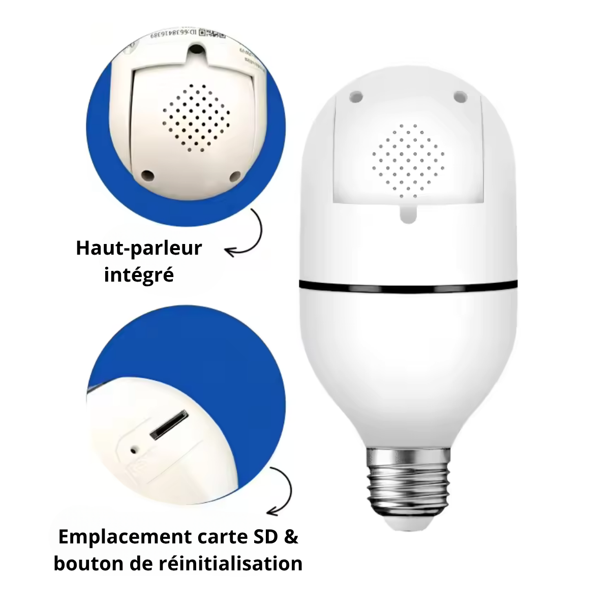 Caméra de surveillance wlan e27 avec 360° ptz