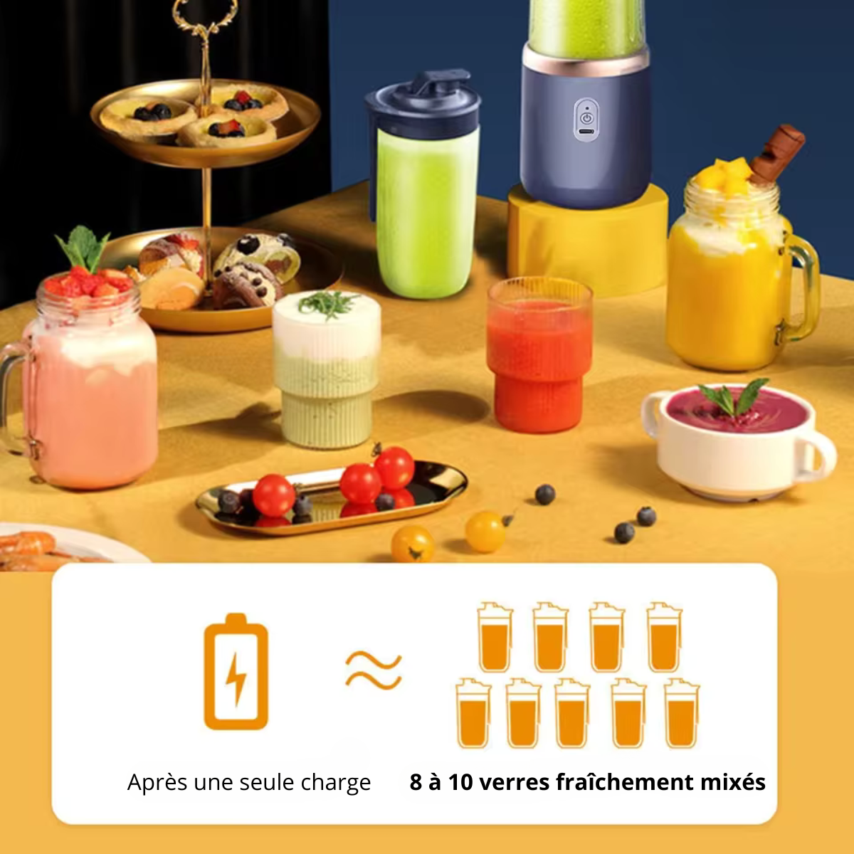 Mixeur portable à smoothie avec 2 gobelets