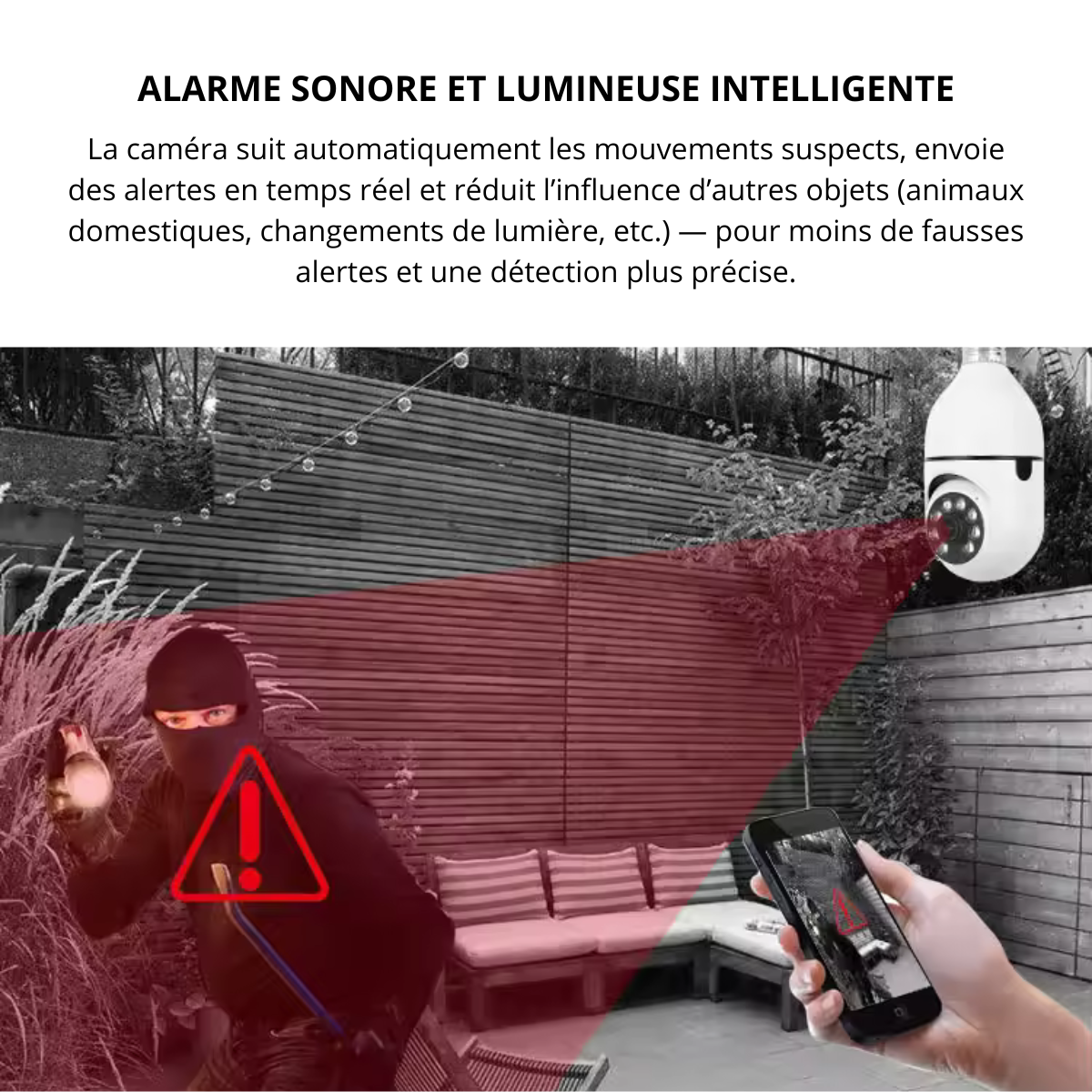 Caméra de surveillance wlan e27 avec 360° ptz