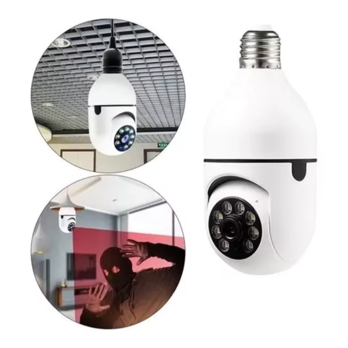 Caméra de surveillance wlan e27 avec 360° ptz